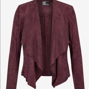 KUT from the Kloth Faux Suede Drape Front Jacket - Color Burgundy - Size Medium